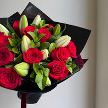 Lily Red Rose Bouquet - 12